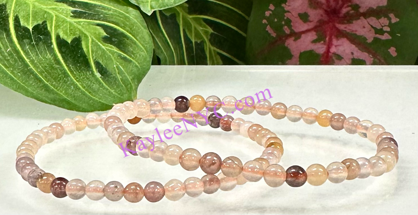 6pcs 4mm Natural Pink Aventurine Stretch Bracelet 7.5”