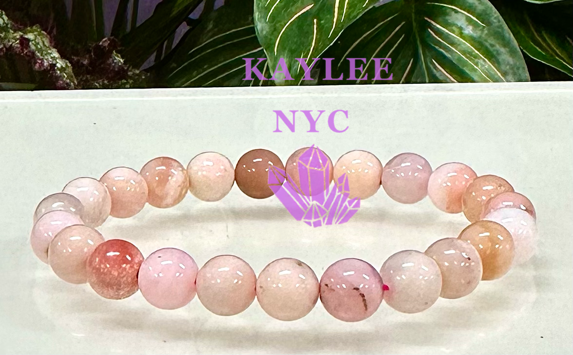 6 PCs Natural Pink Opal Stretch Bracelet