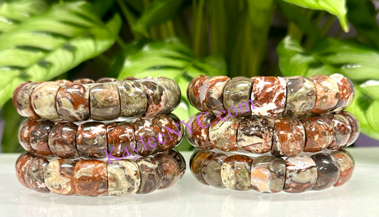 6 Pcs 15mm Natural Money Agate Stretch Bracelet 7.5” Crystal Healing Energy