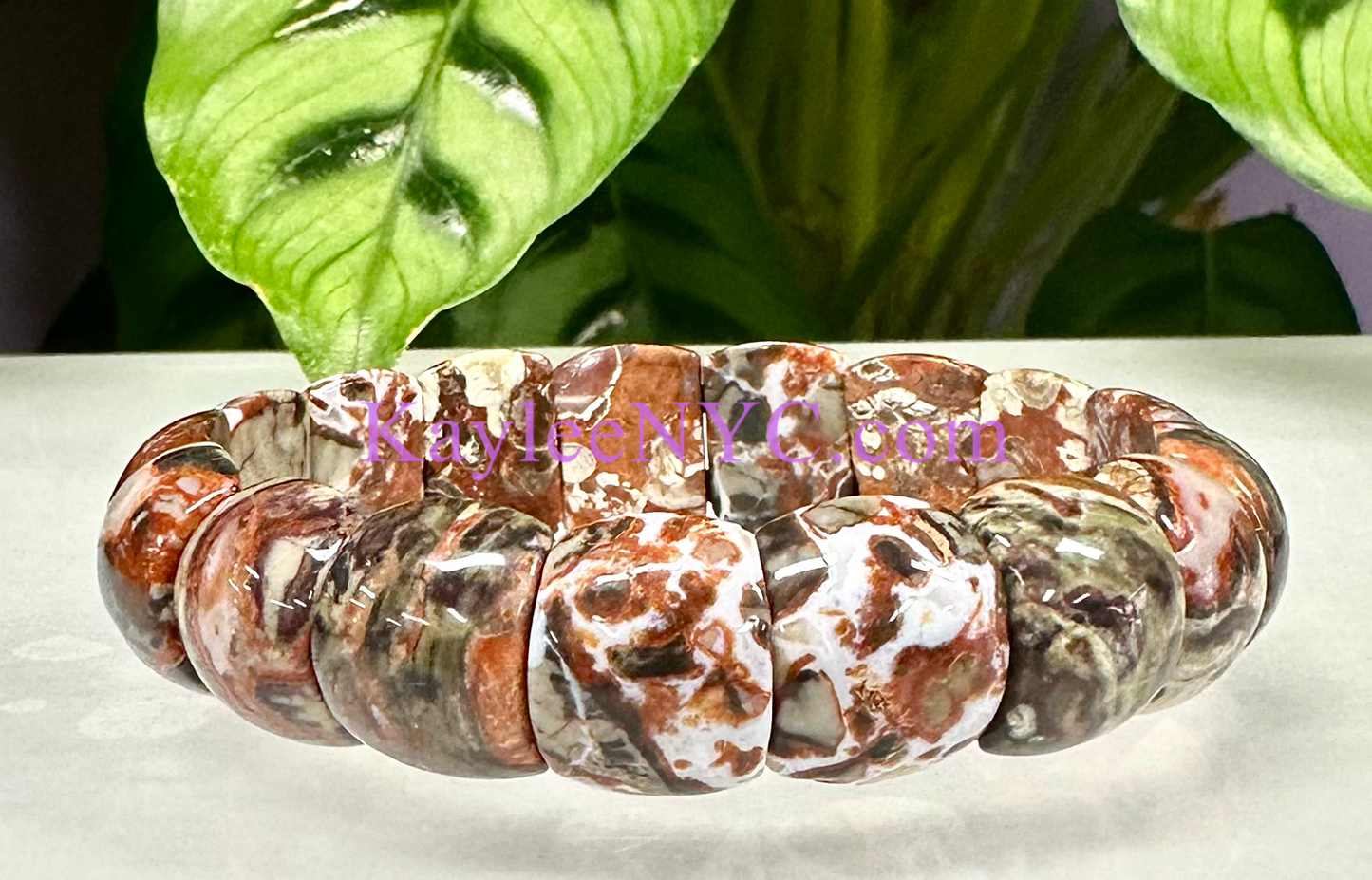 6 Pcs 15mm Natural Money Agate Stretch Bracelet 7.5” Crystal Healing Energy