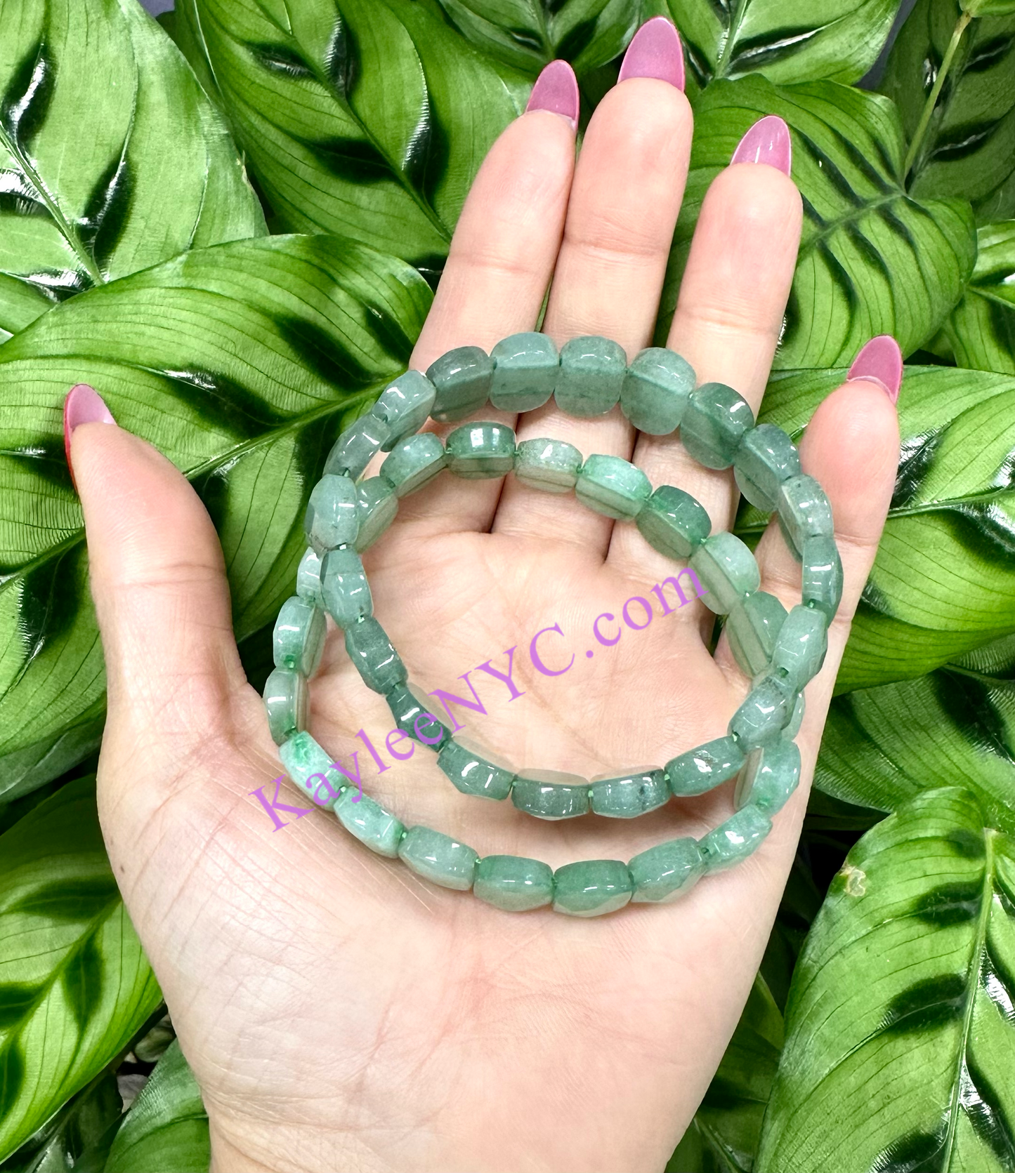 6 Pcs 15mm Natural Aventurine Faceted Stretch Bracelet 7.5” Crystal Healing Energy