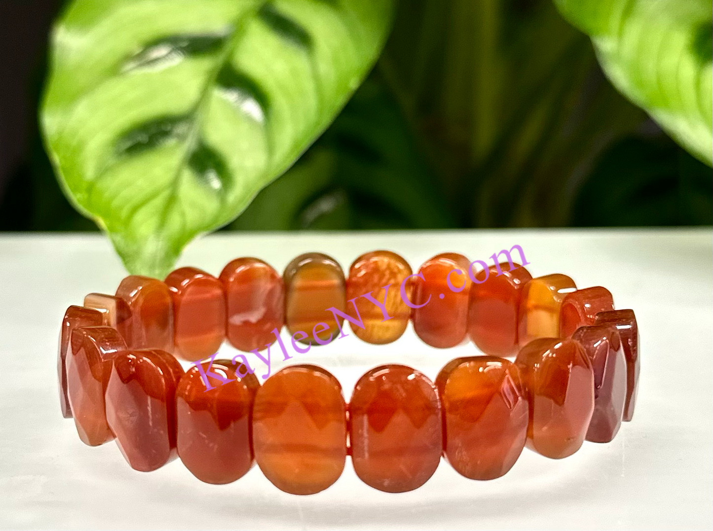 6 Pcs 15mm Natural Carnelian Faceted Stretch Bracelet 7.5” Crystal Healing Energy