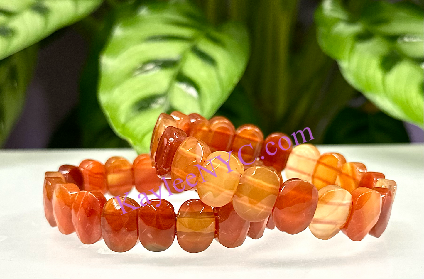 6 Pcs 15mm Natural Carnelian Faceted Stretch Bracelet 7.5” Crystal Healing Energy