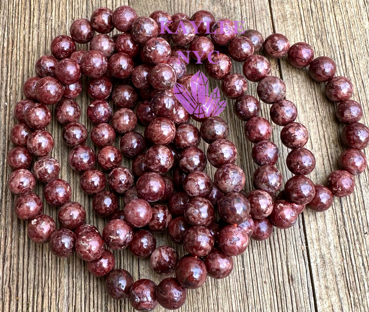 6 PCs Natural Eudialyte 8mm 7.5” Stretch Bracelet