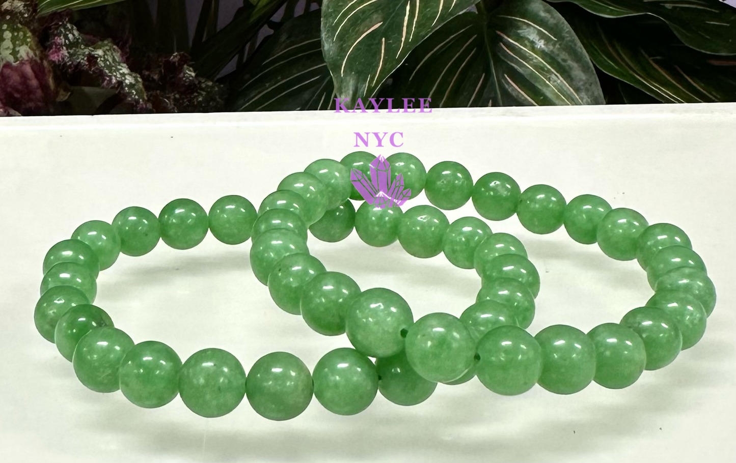 6 PCs Natural Green Jade 8mm 7.5” Stretch Bracelet