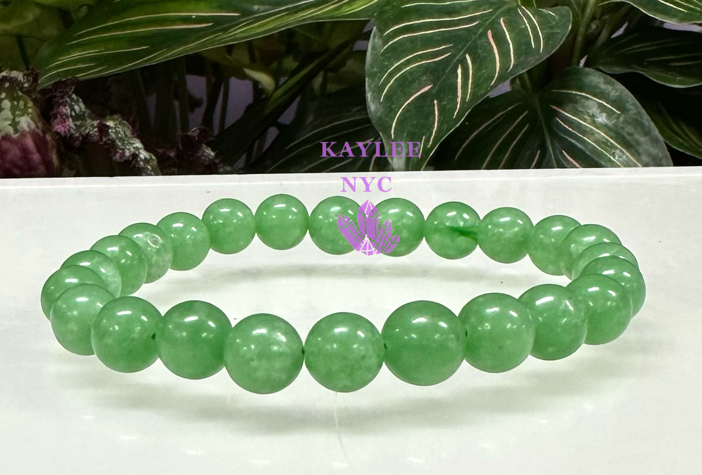 6 PCs Natural Green Jade 8mm 7.5” Stretch Bracelet