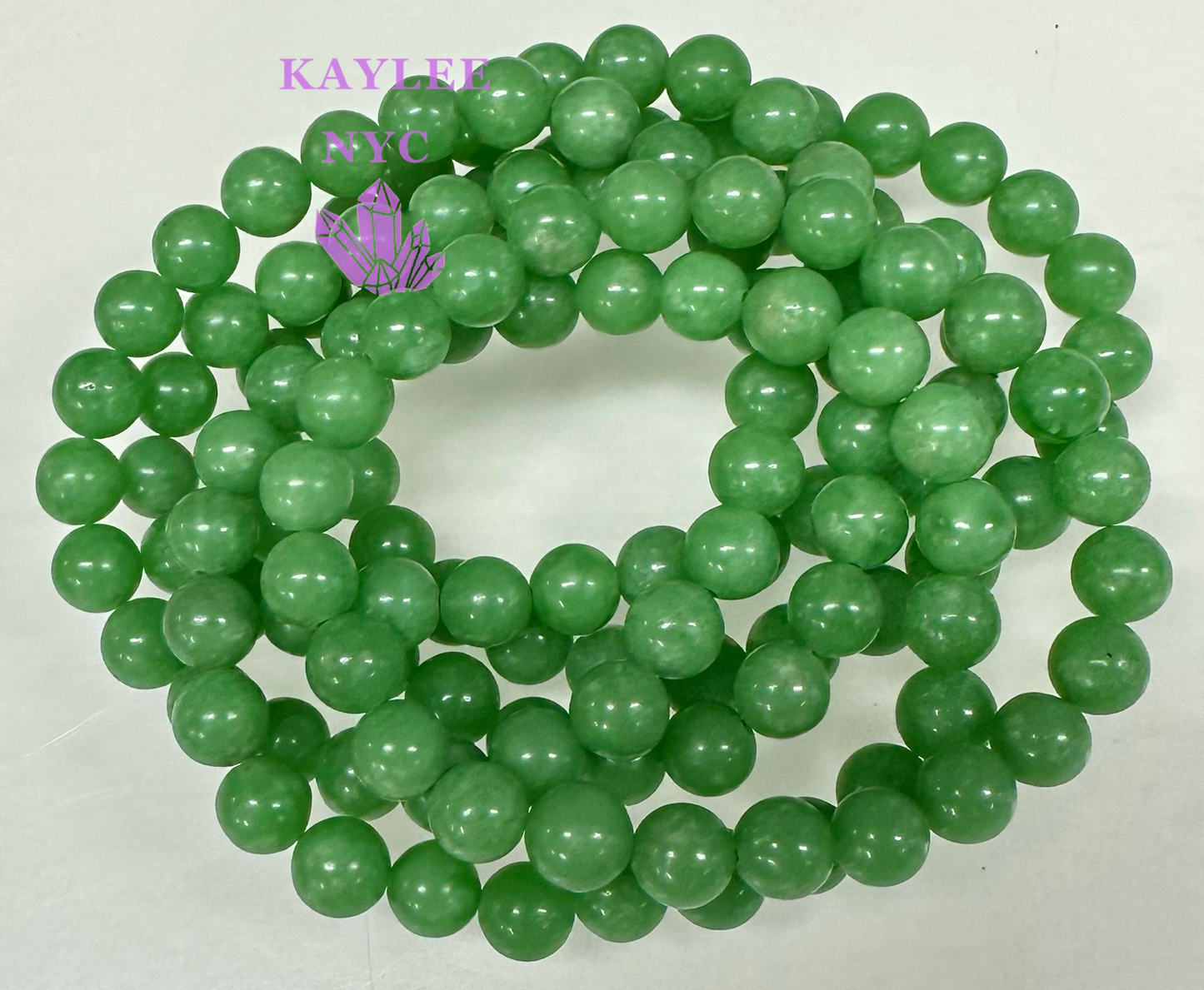 6 PCs Natural Green Jade 8mm 7.5” Stretch Bracelet