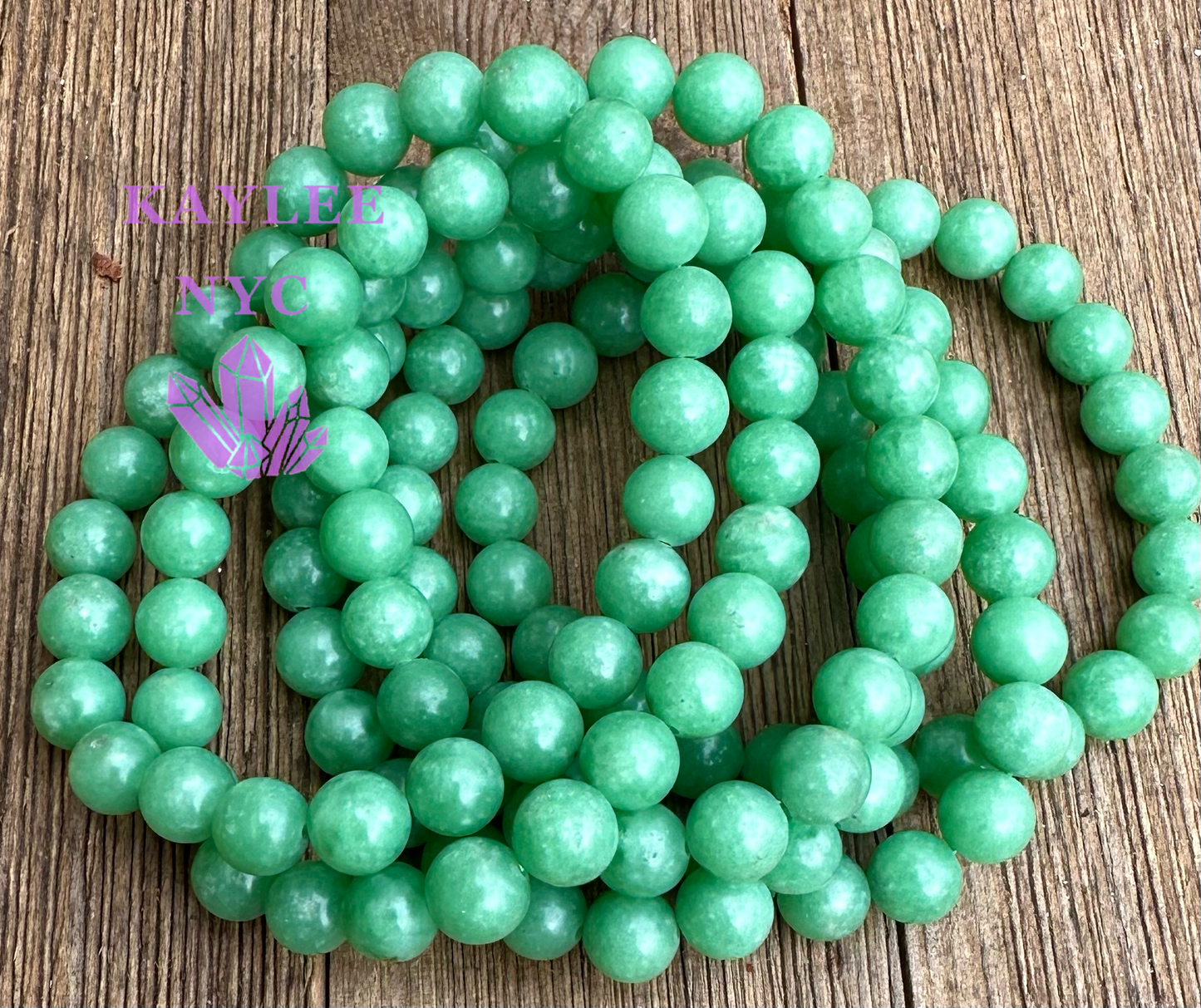 6 PCs Natural Green Jade 8mm 7.5” Stretch Bracelet