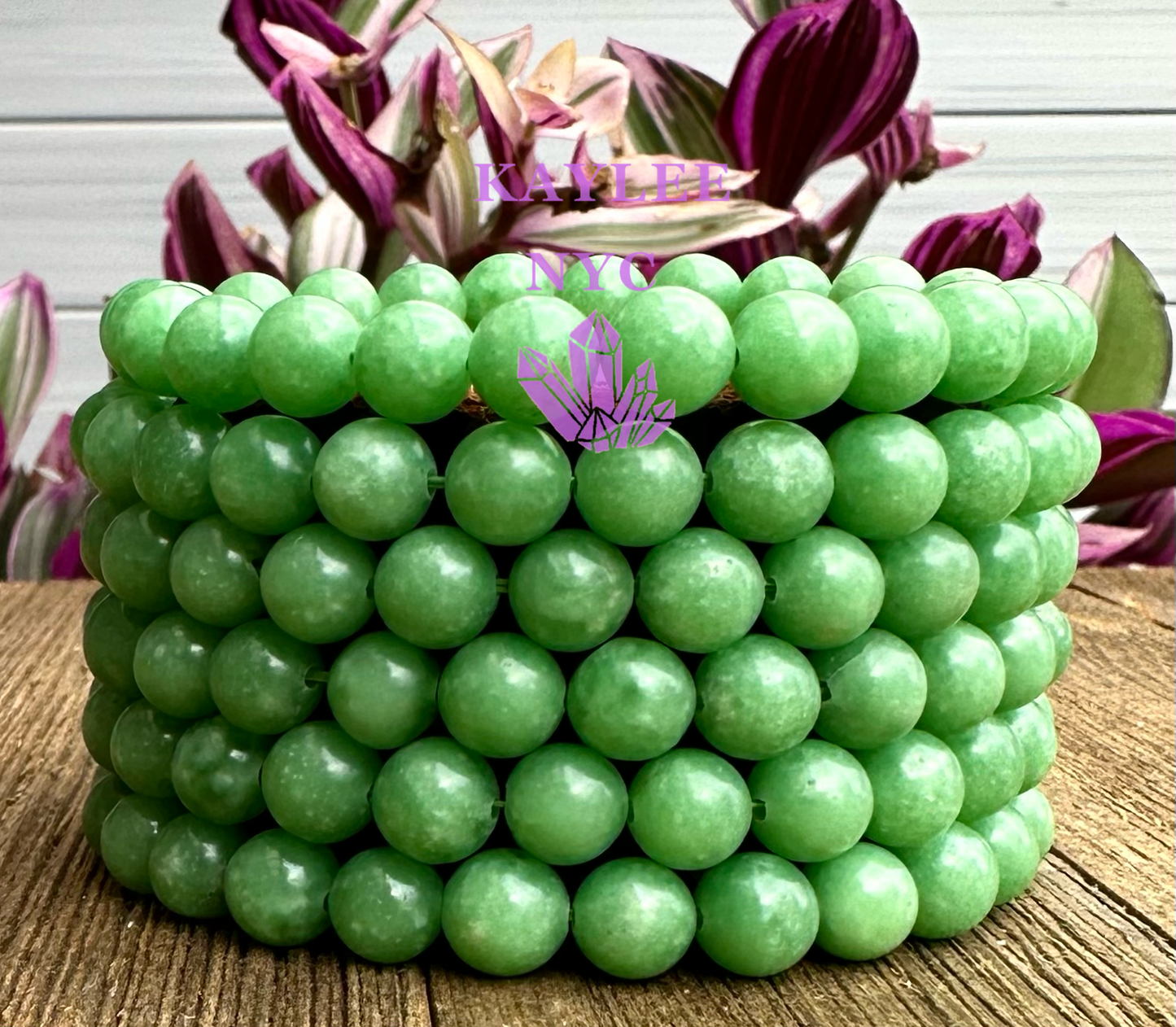 6 PCs Natural Green Jade 8mm 7.5” Stretch Bracelet