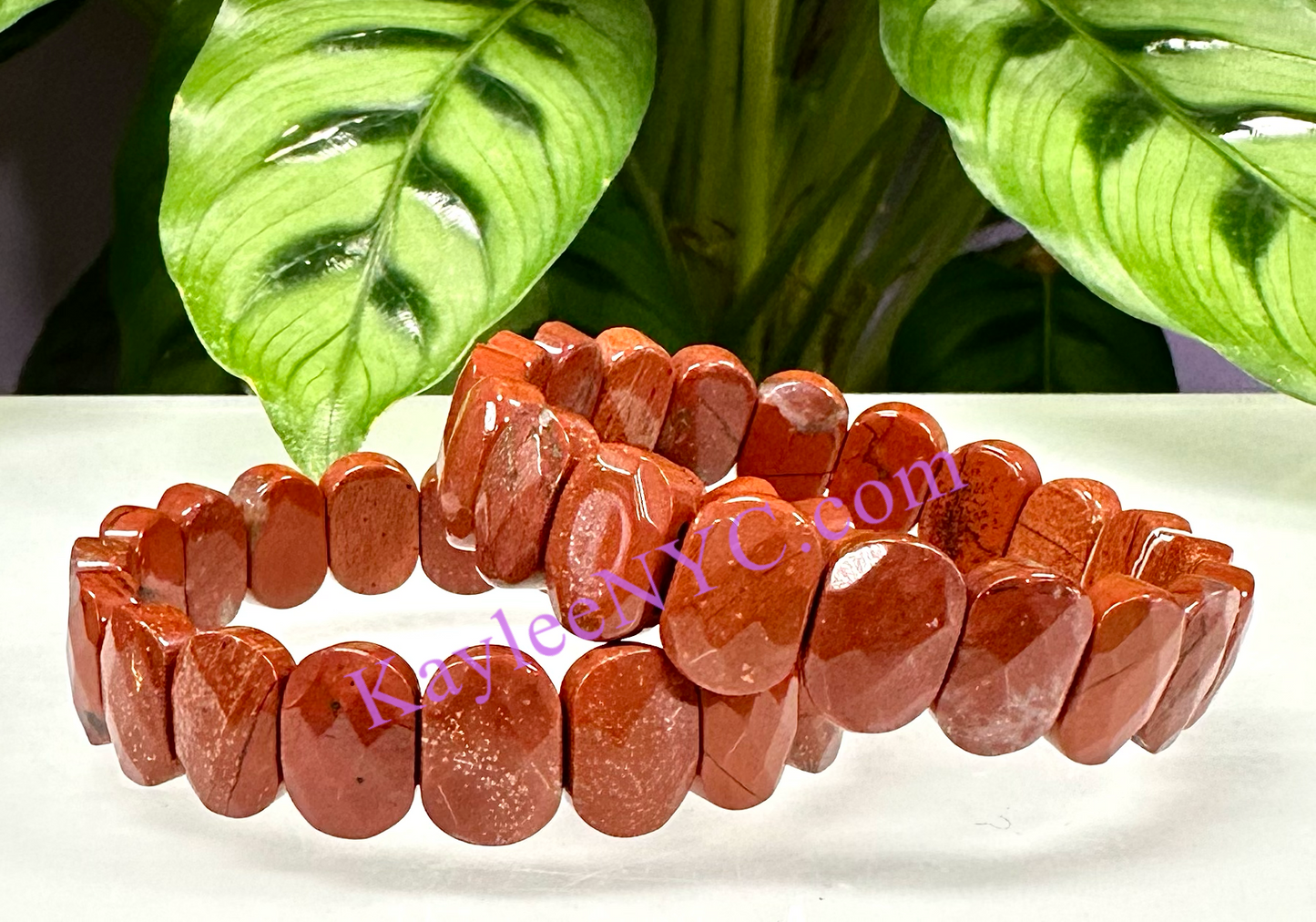 6 Pcs 15mm Natural Red Jasper Faceted Stretch Bracelet 7.5” Crystal Healing Energy