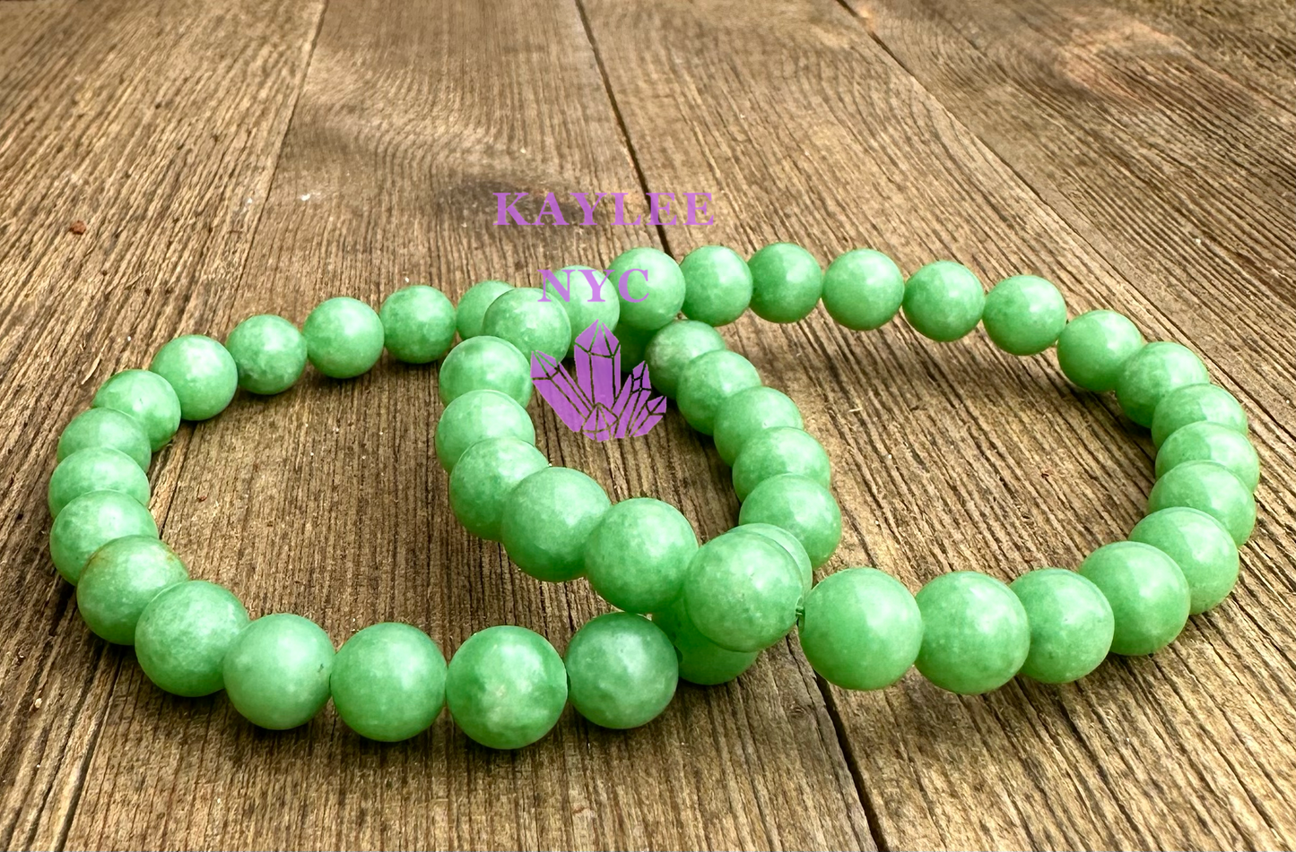 6 PCs Natural Green Jade 8mm 7.5” Stretch Bracelet