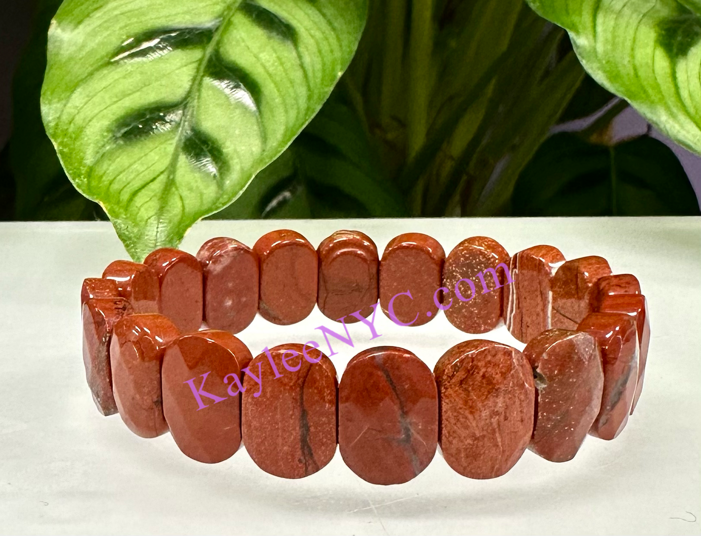 6 Pcs 15mm Natural Red Jasper Faceted Stretch Bracelet 7.5” Crystal Healing Energy