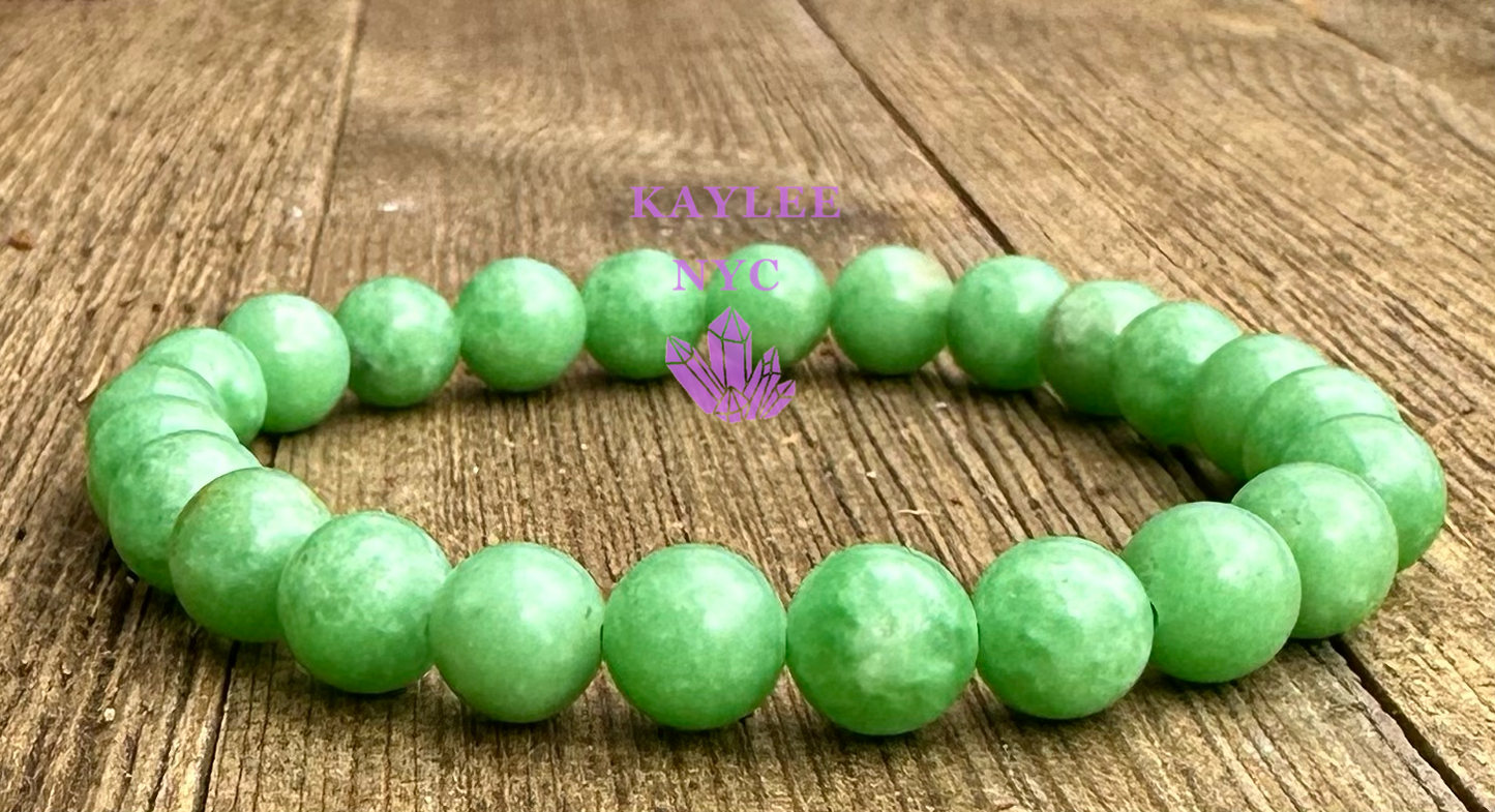 6 PCs Natural Green Jade 8mm 7.5” Stretch Bracelet