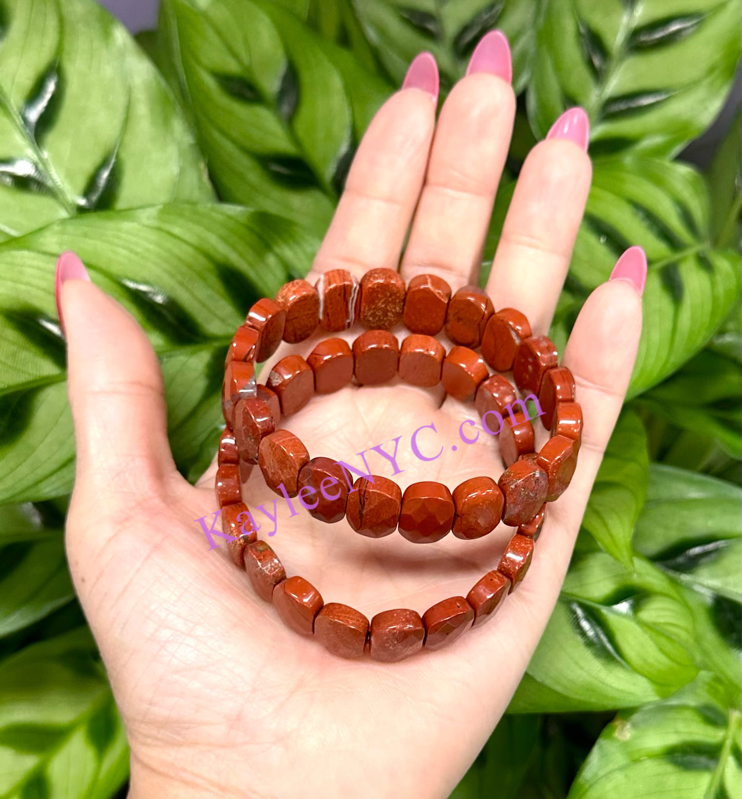 6 Pcs 15mm Natural Red Jasper Faceted Stretch Bracelet 7.5” Crystal Healing Energy