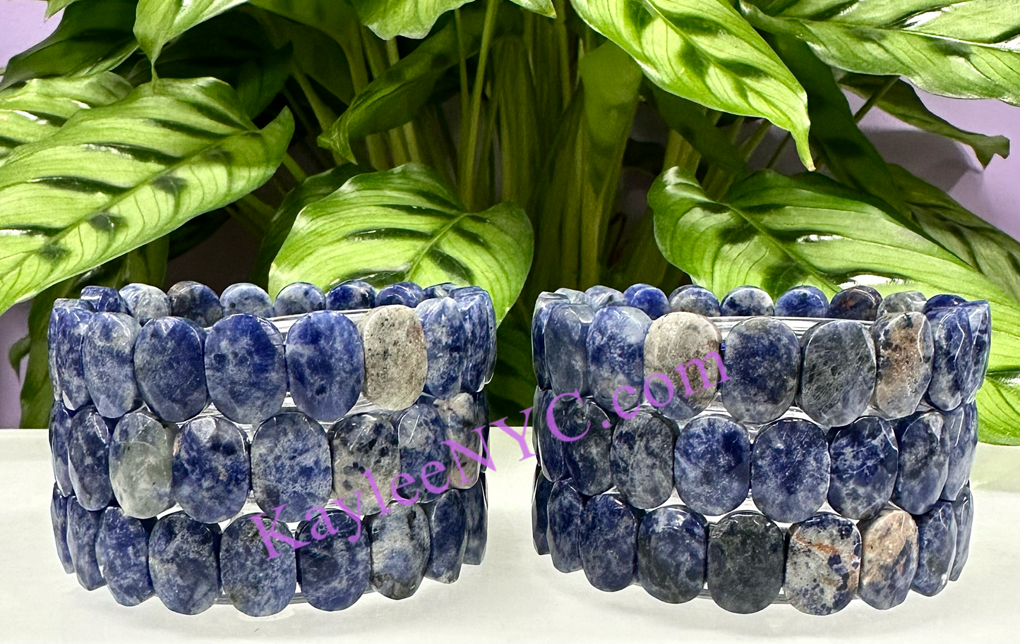 6 Pcs 15mm Natural Sodalite Faceted Stretch Bracelet 7.5” Crystal Healing Energy