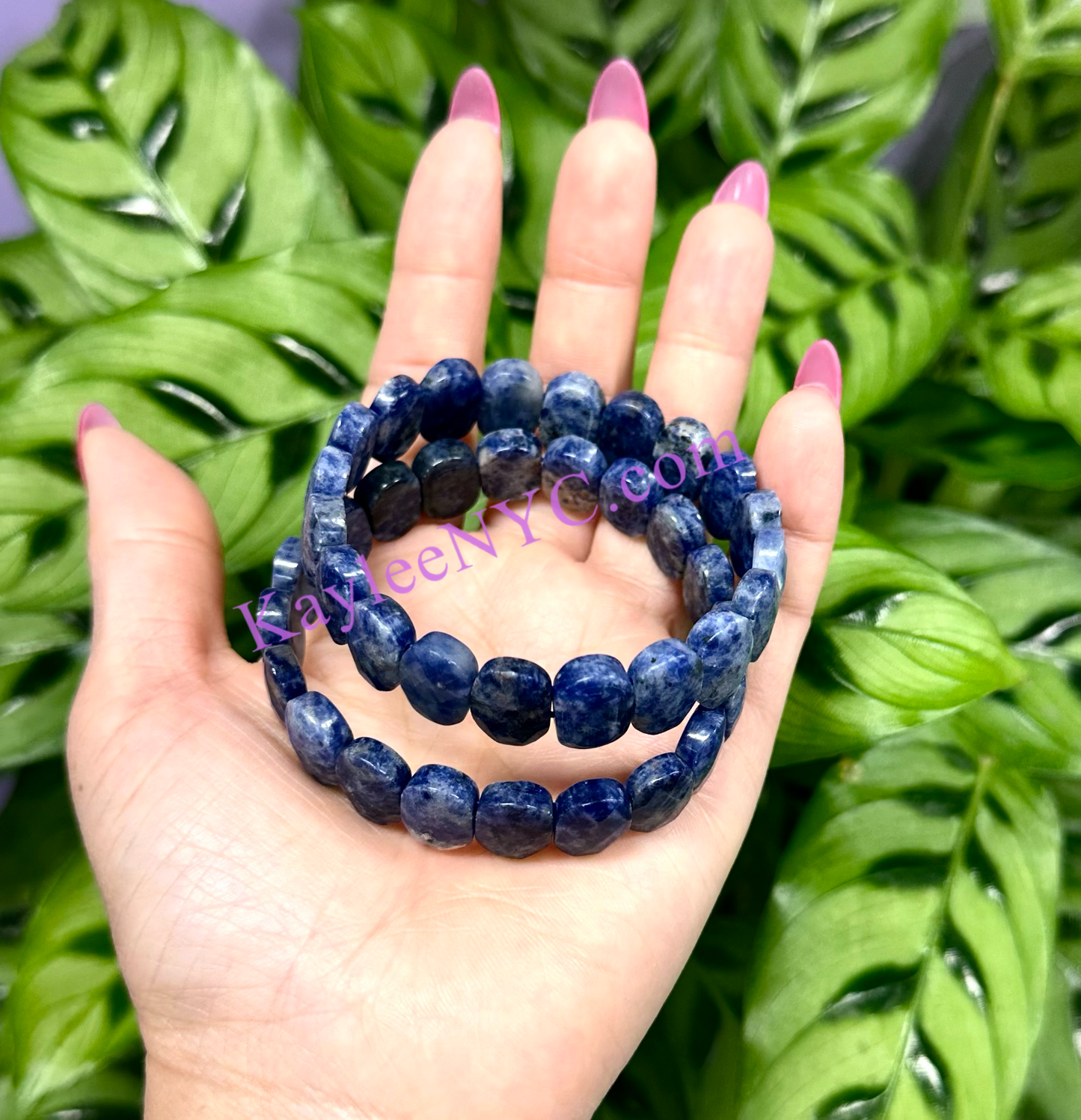 6 Pcs 15mm Natural Sodalite Faceted Stretch Bracelet 7.5” Crystal Healing Energy