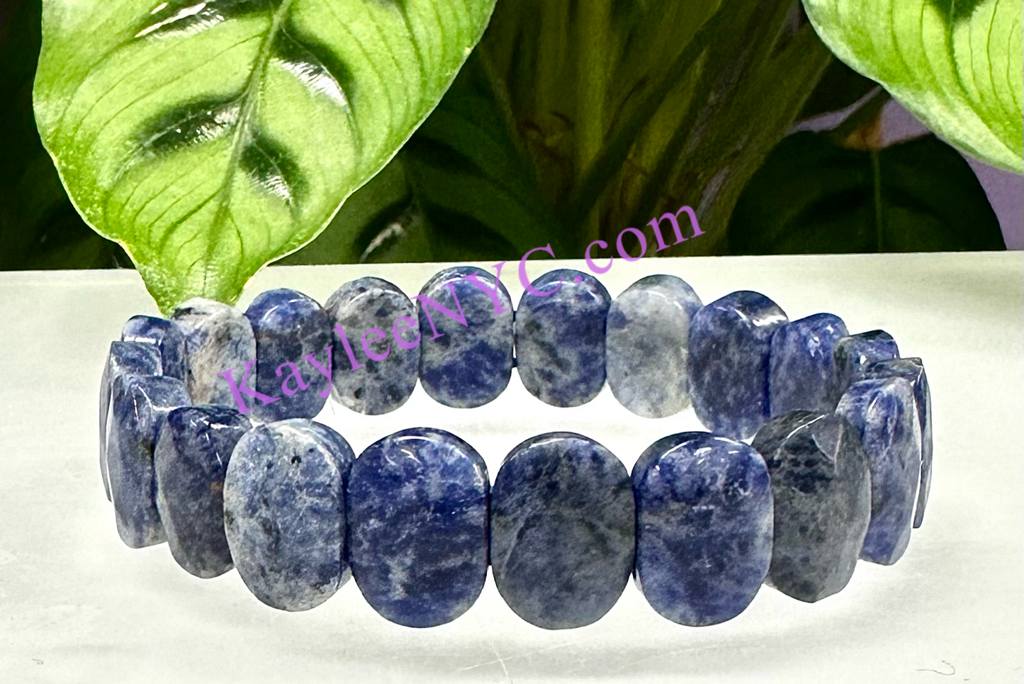 6 Pcs 15mm Natural Sodalite Faceted Stretch Bracelet 7.5” Crystal Healing Energy