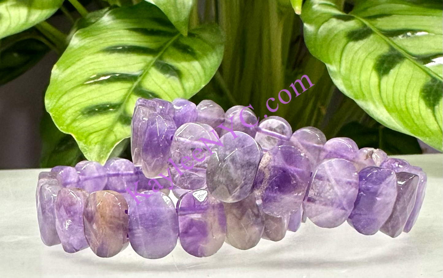 6 Pcs 15mm Natural Amethyst Faceted Stretch Bracelet 7.5” Crystal Healing Energy