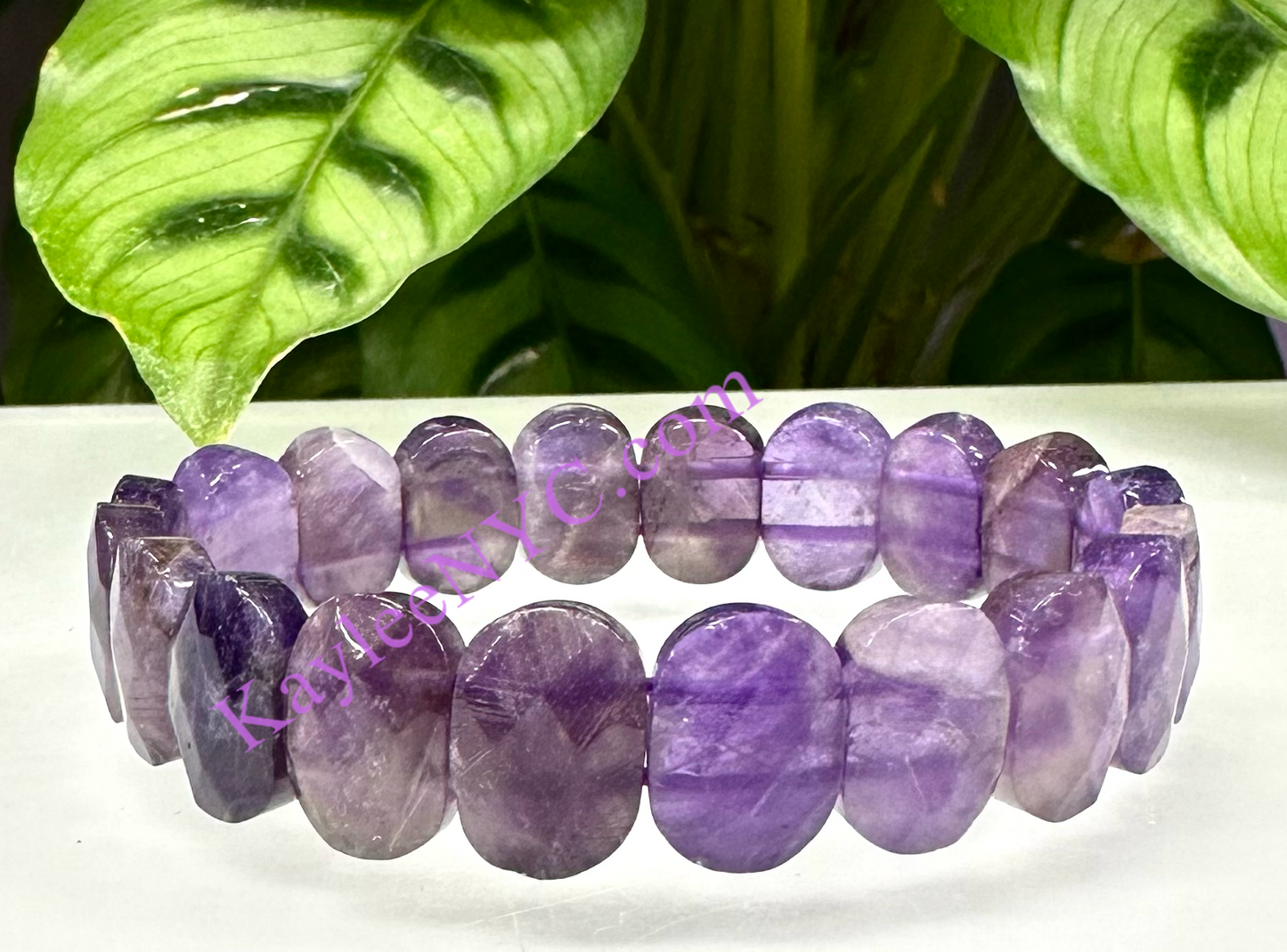 6 Pcs 15mm Natural Amethyst Faceted Stretch Bracelet 7.5” Crystal Healing Energy