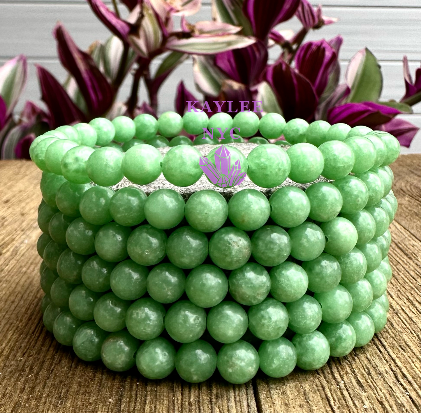 6 PCs Natural Green Jade 6mm 7.5” Stretch Bracelet