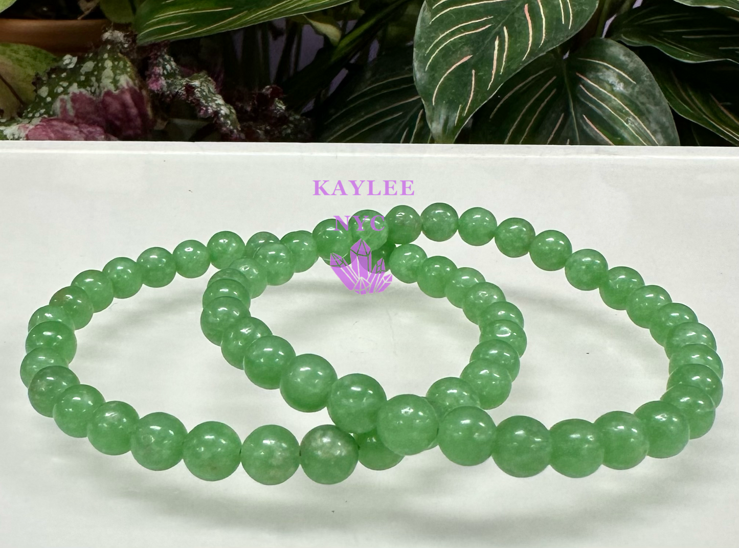 6 PCs Natural Green Jade 6mm 7.5” Stretch Bracelet