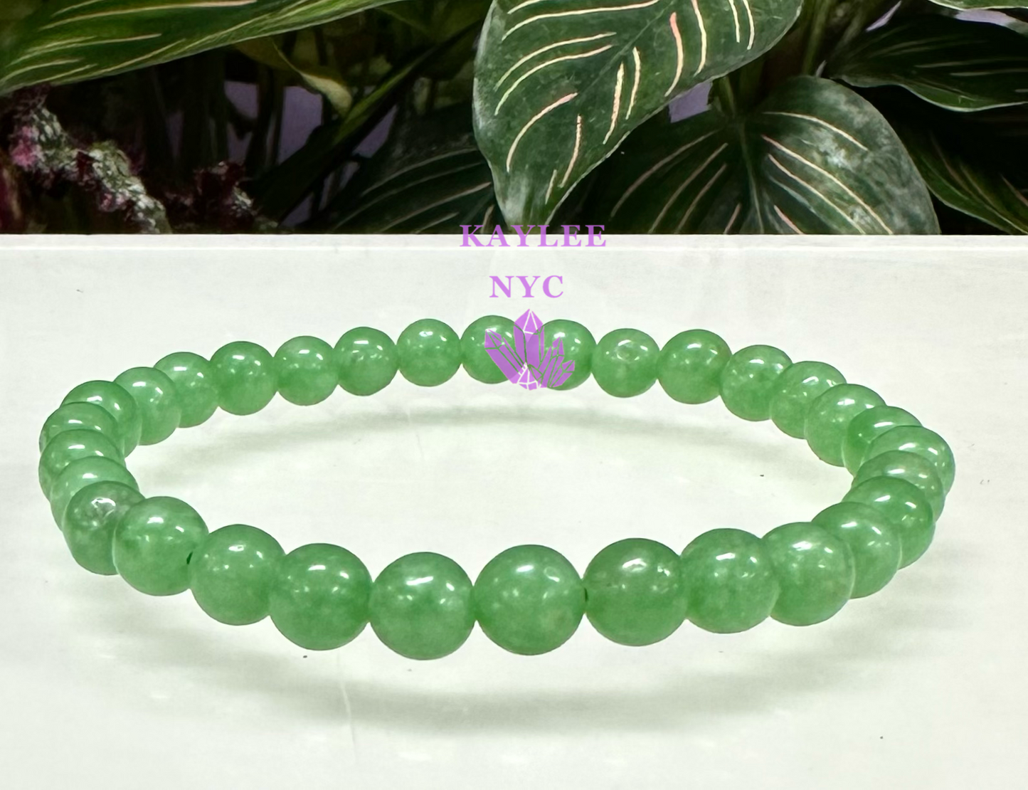 6 PCs Natural Green Jade 6mm 7.5” Stretch Bracelet