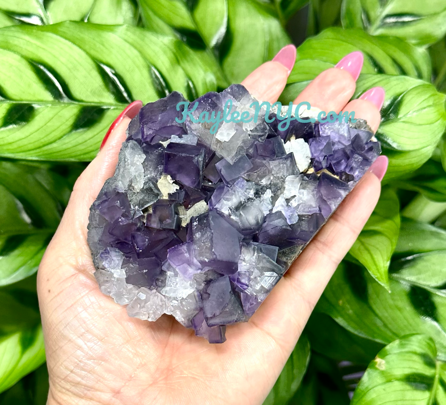 3 PCs Natural Purple Cubic Fluorite Specimen Crystal Raw