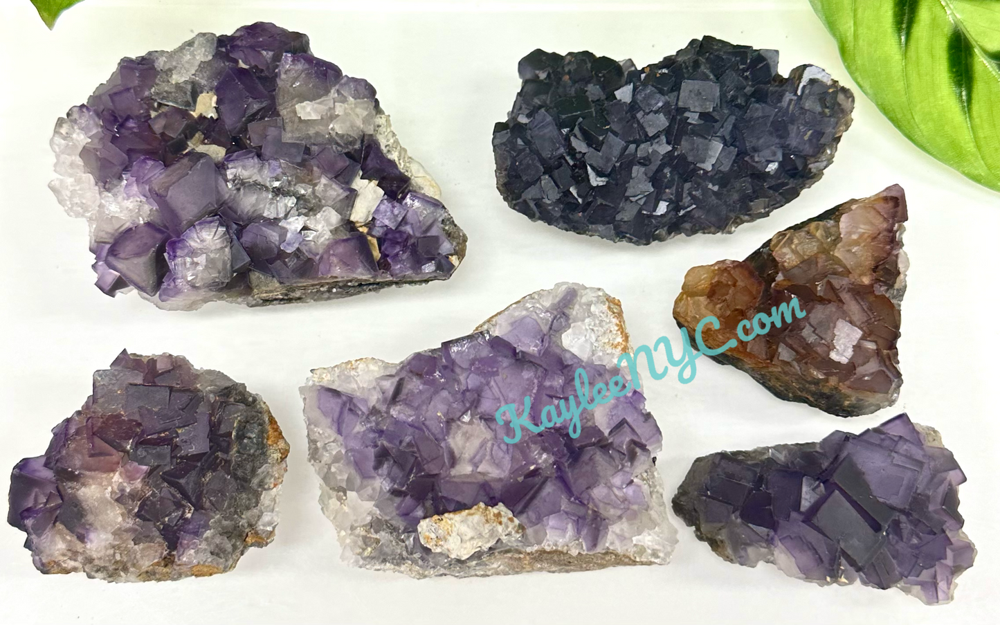 3 PCs Natural Purple Cubic Fluorite Specimen Crystal Raw