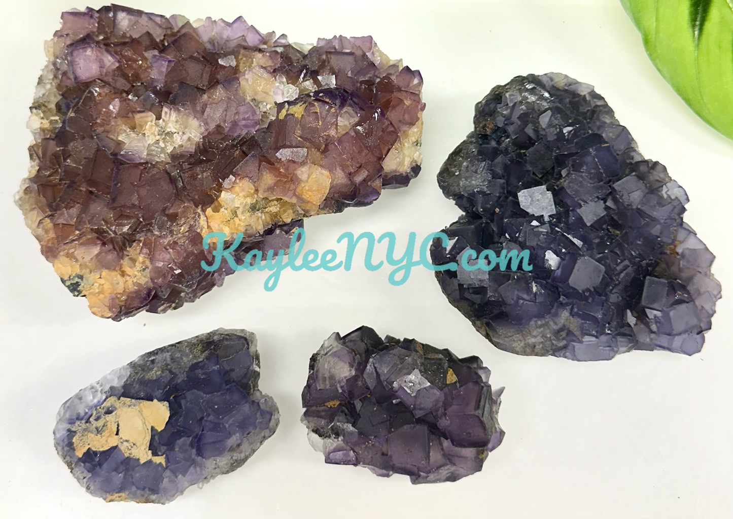 3 PCs Natural Purple Cubic Fluorite Specimen Crystal Raw