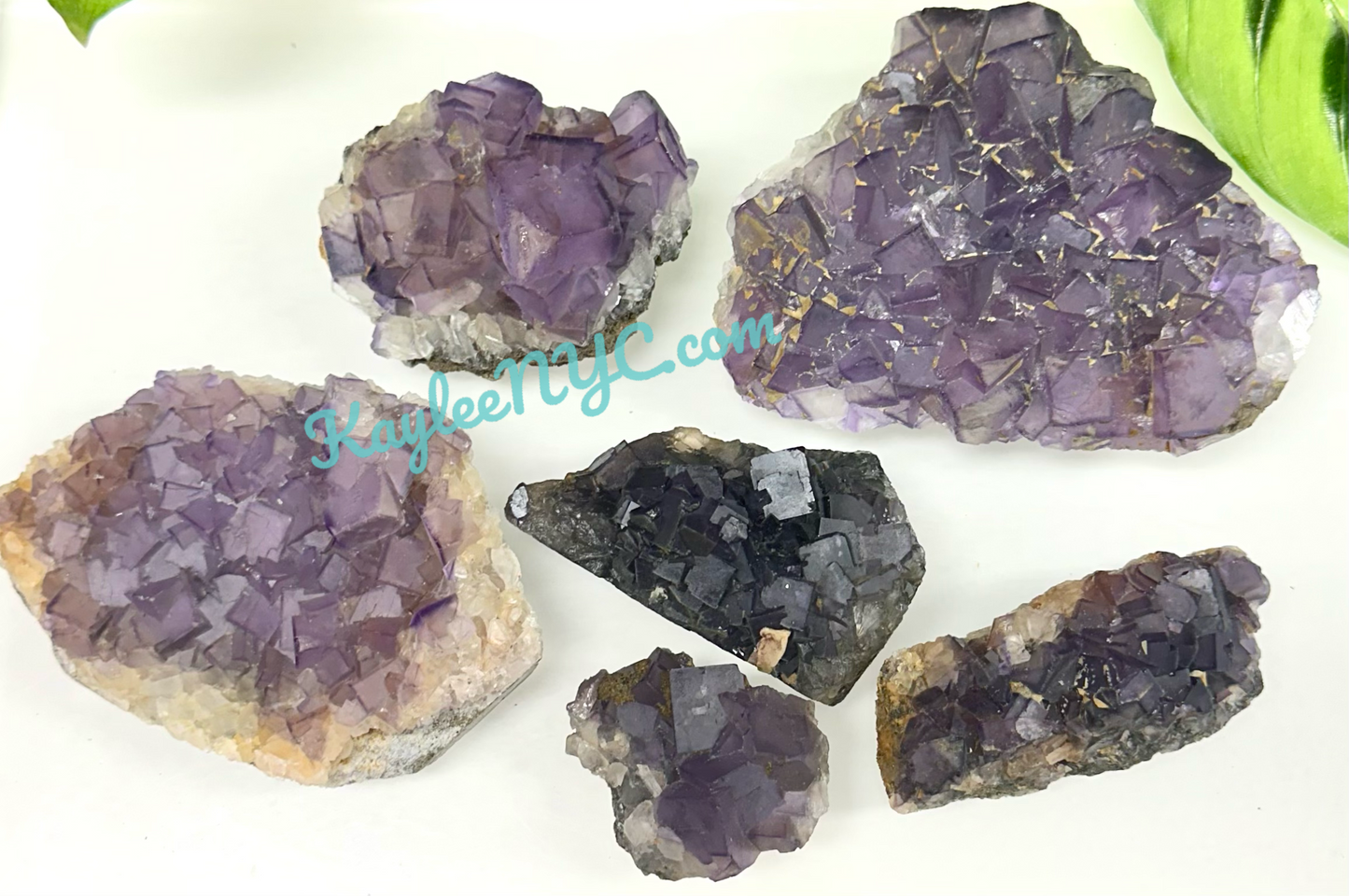 3 PCs Natural Purple Cubic Fluorite Specimen Crystal Raw