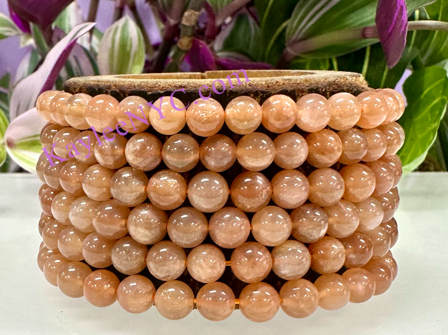 Wholesale 6 Pcs Natural Peach Moonstone 6mm 7.5” Stretch Bracelet Crystal Healing Energy