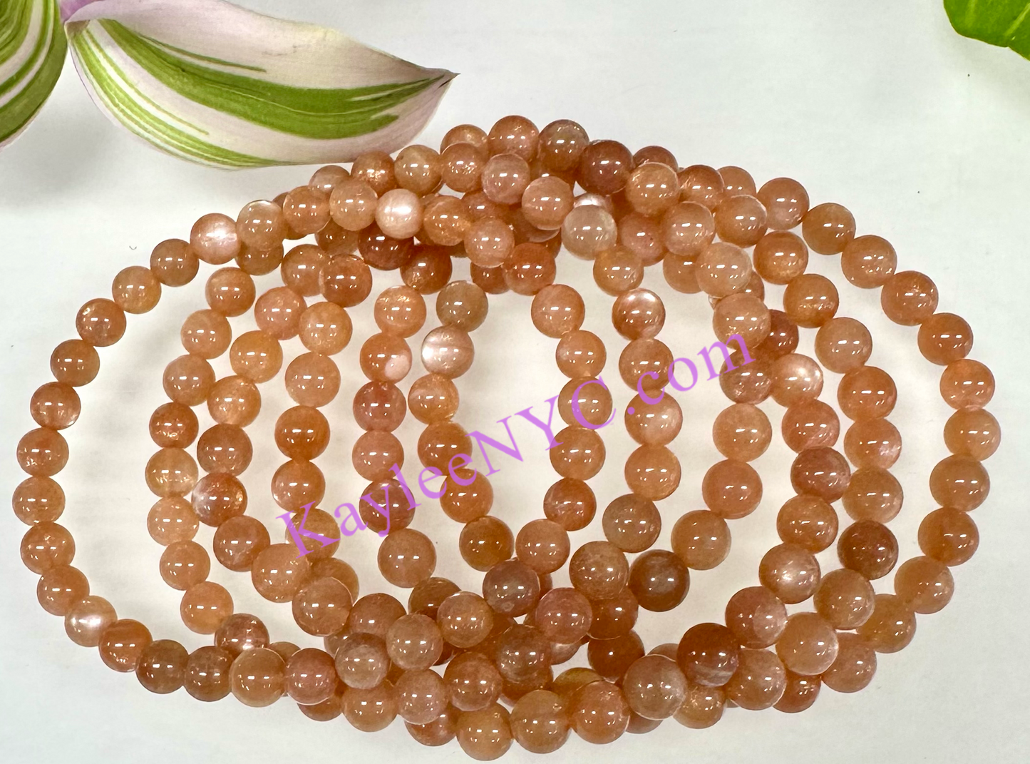 Wholesale 6 Pcs Natural Peach Moonstone 6mm 7.5” Stretch Bracelet Crystal Healing Energy