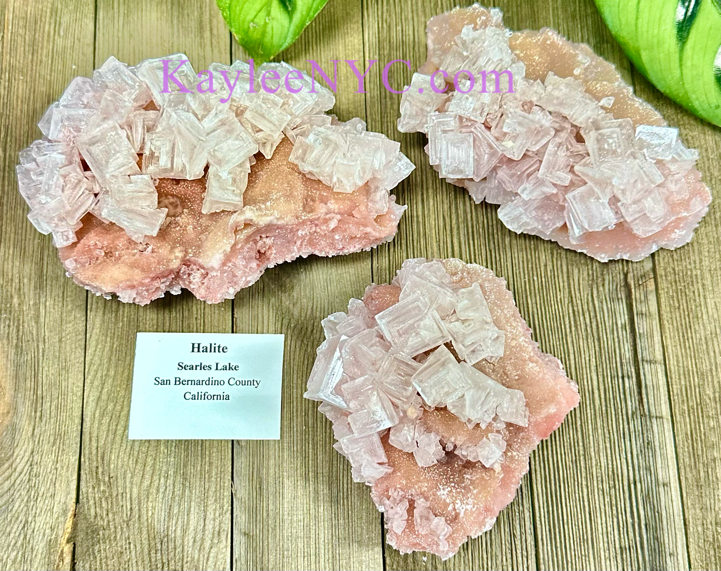 3 PCs Natural Pink Halite Specimen Crystal Raw