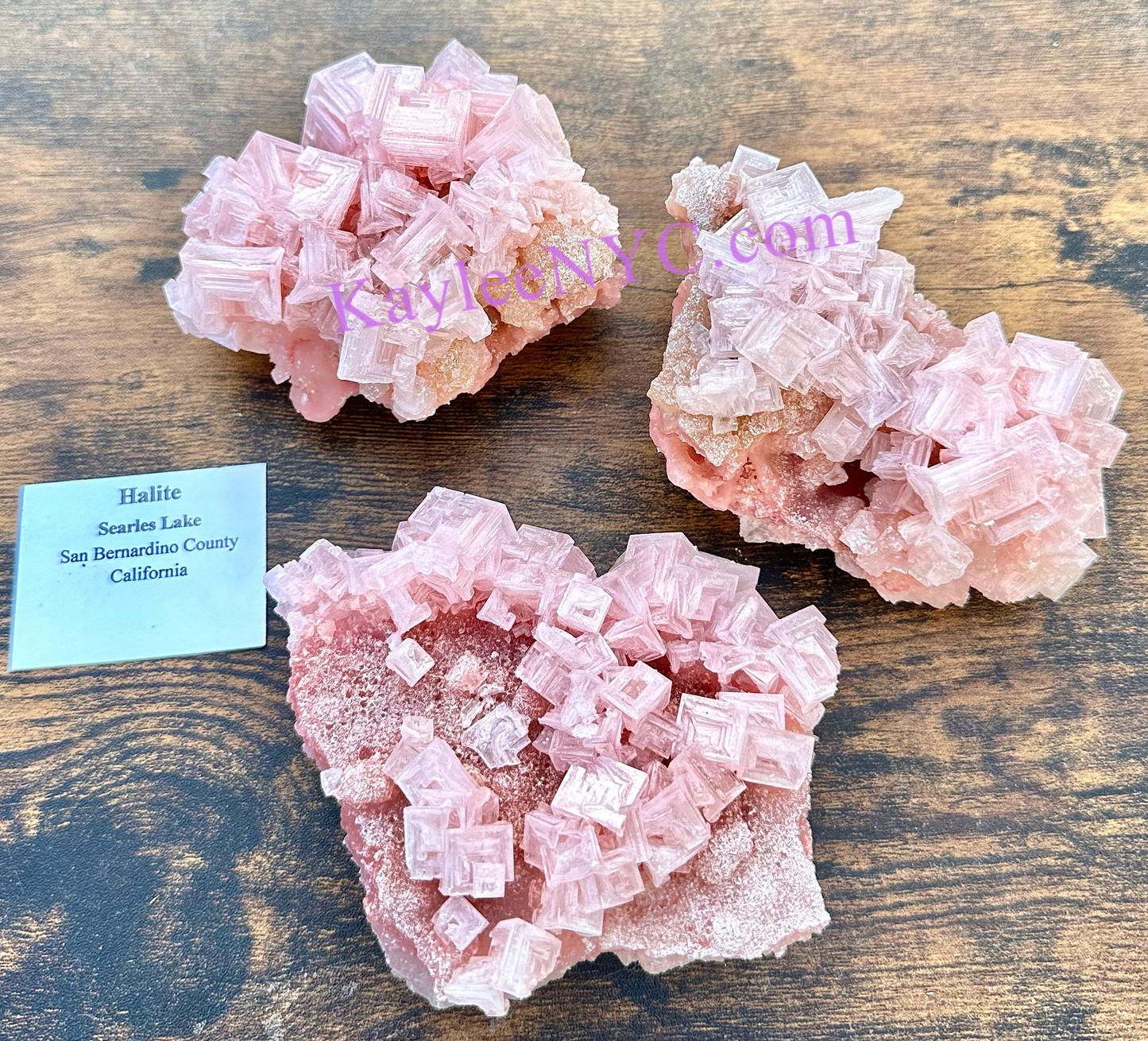 3 PCs Natural Pink Halite Specimen Crystal Raw