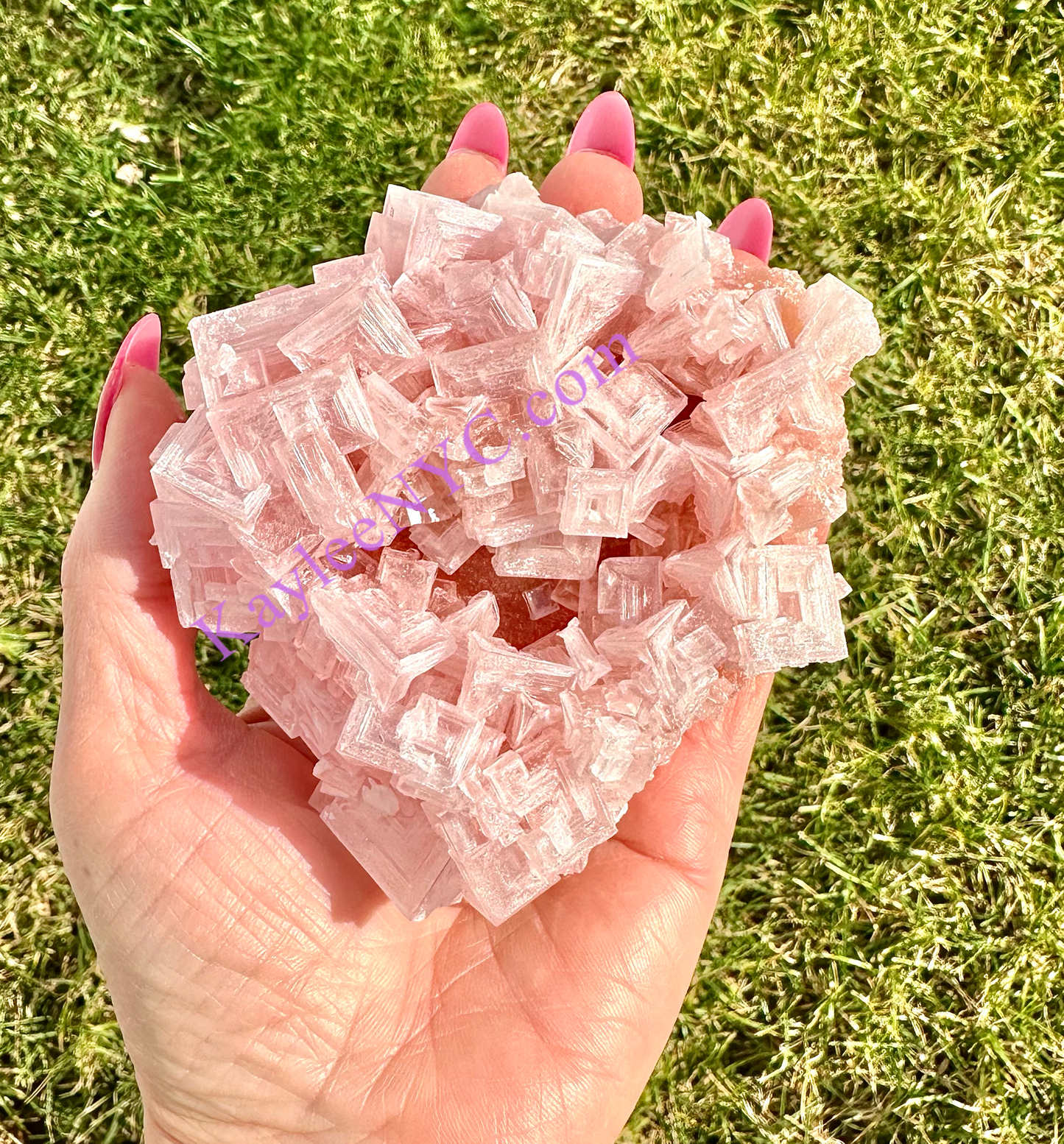 3 PCs Natural Pink Halite Specimen Crystal Raw