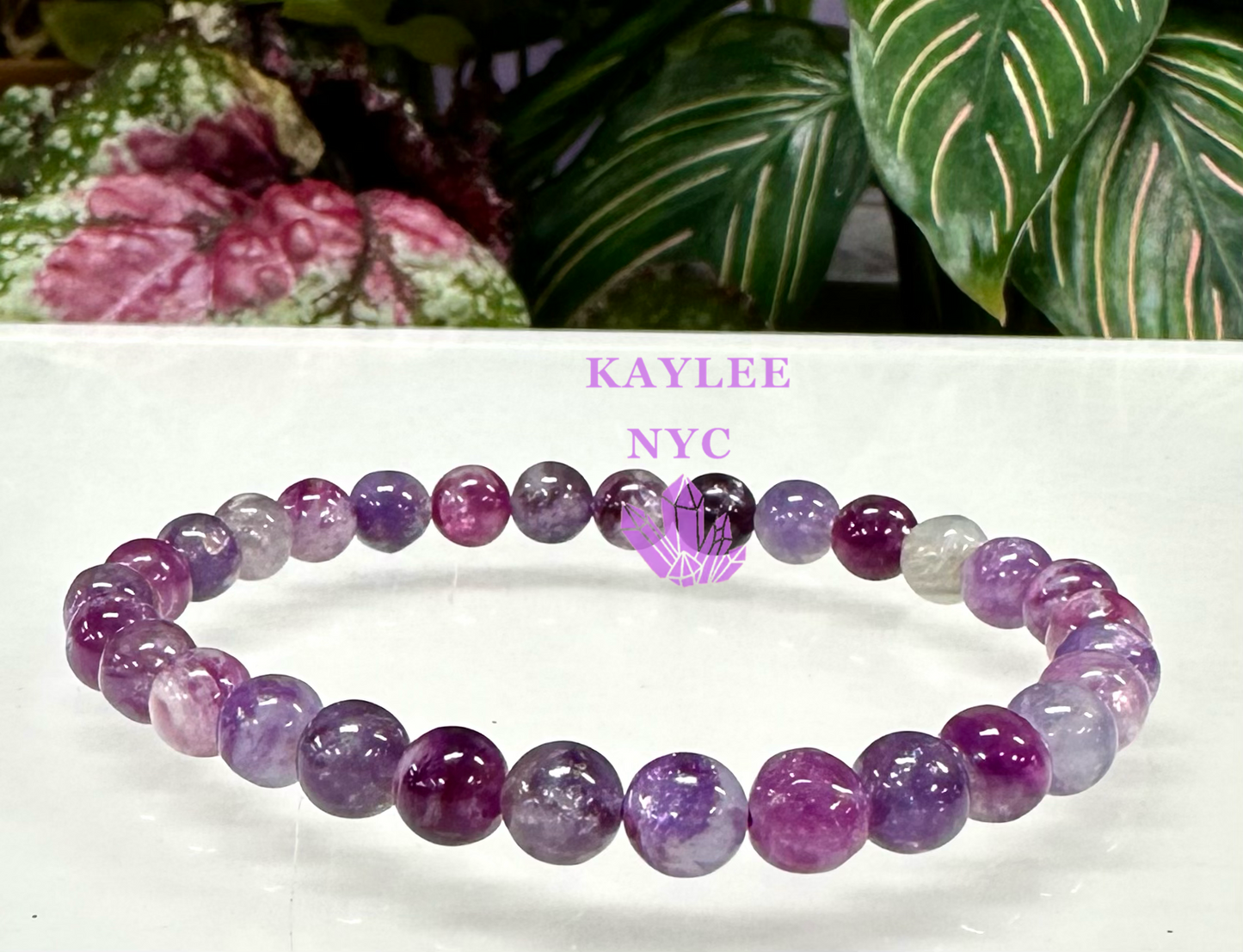 6 PCs Natural Lepidolite Mica 6mm 7.5” Stretch Bracelet