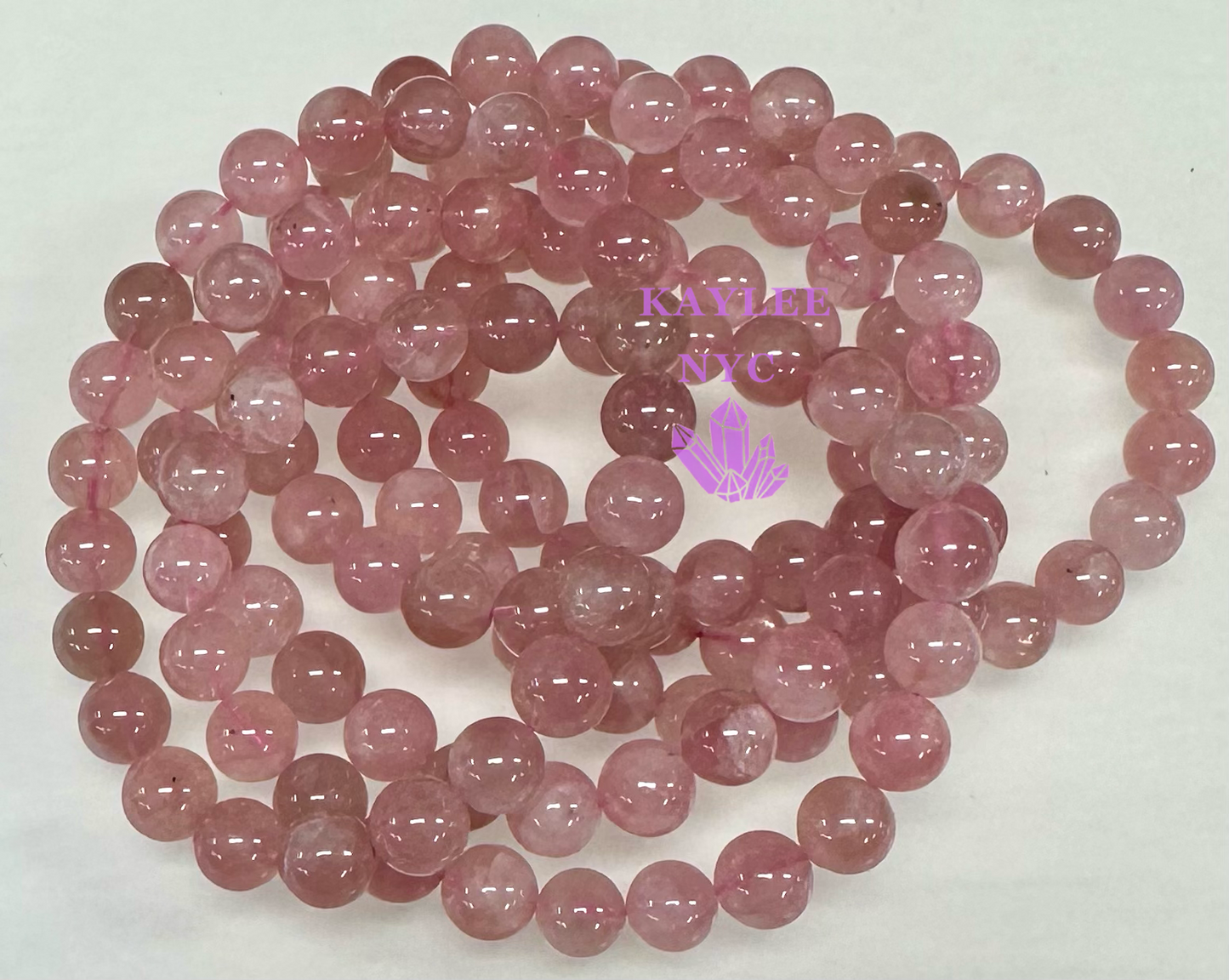 6 PCs Natural Dark Rose Quartz 8mm 7.5” Stretch Bracelet