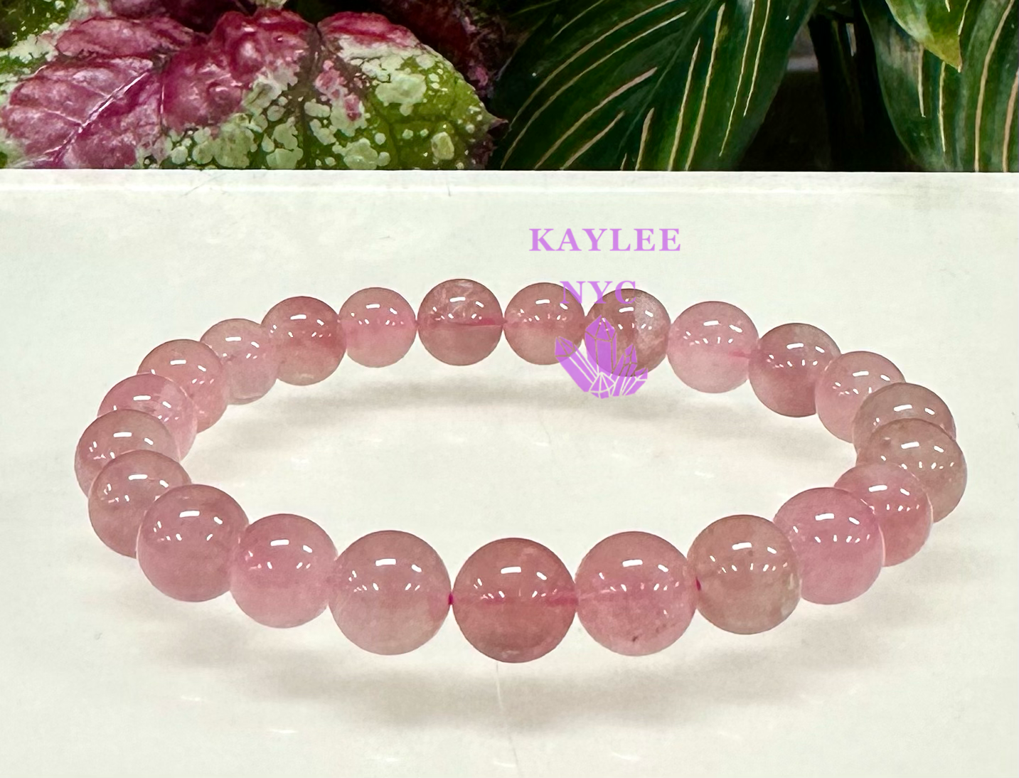 6 PCs Natural Dark Rose Quartz 8mm 7.5” Stretch Bracelet