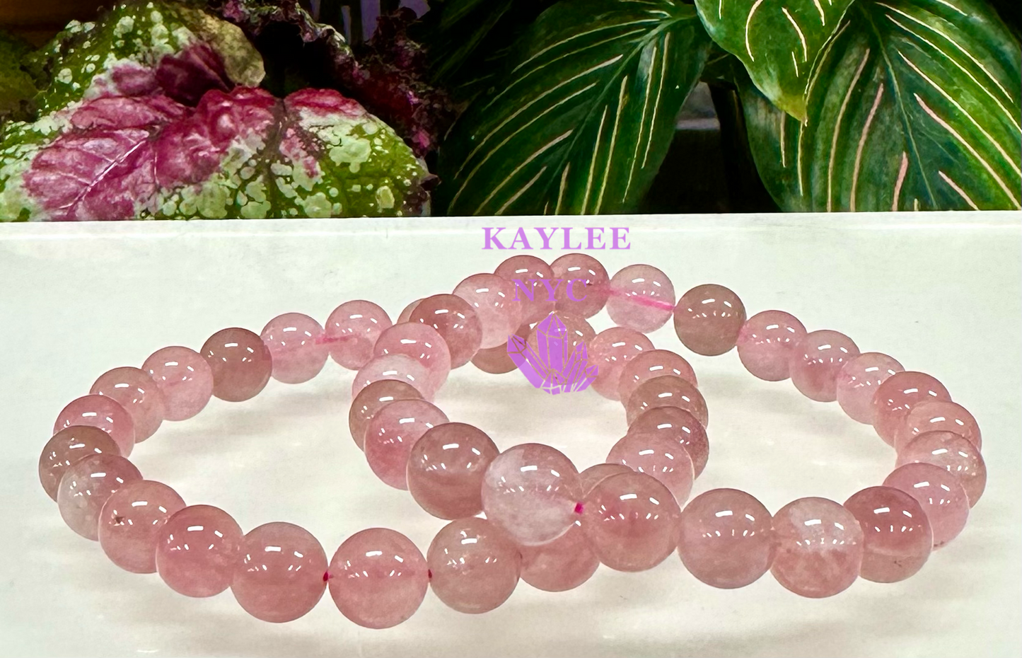 6 PCs Natural Dark Rose Quartz 8mm 7.5” Stretch Bracelet