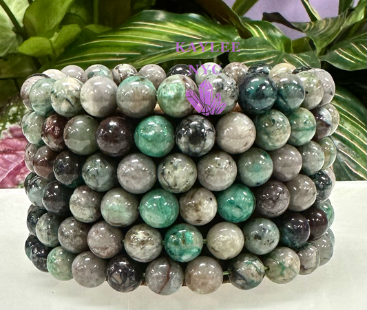 6pcs Natural Chrysocolla Fynchenite Stretch Bracelet