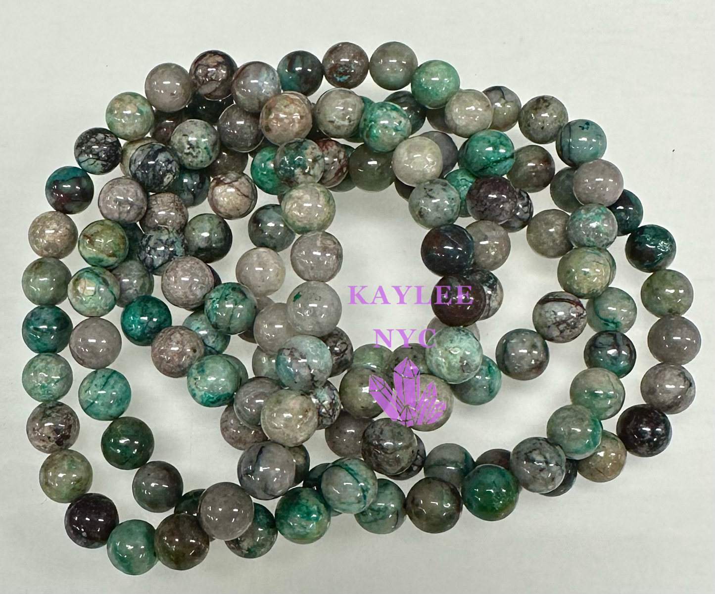 6pcs Natural Chrysocolla Fynchenite Stretch Bracelet