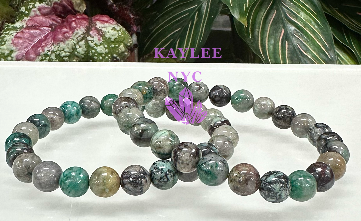 6pcs Natural Chrysocolla Fynchenite Stretch Bracelet