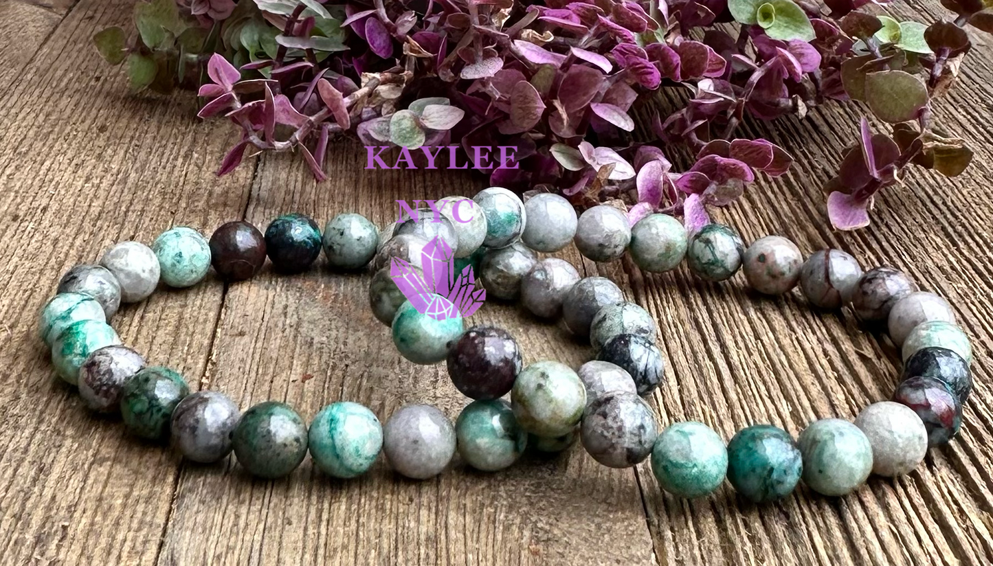 6pcs Natural Chrysocolla Fynchenite Stretch Bracelet