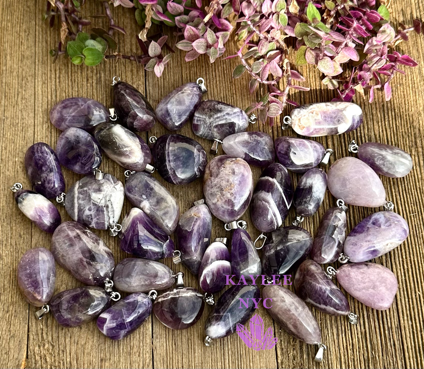 36 PCs Natural Amethyst Crystal Pendant