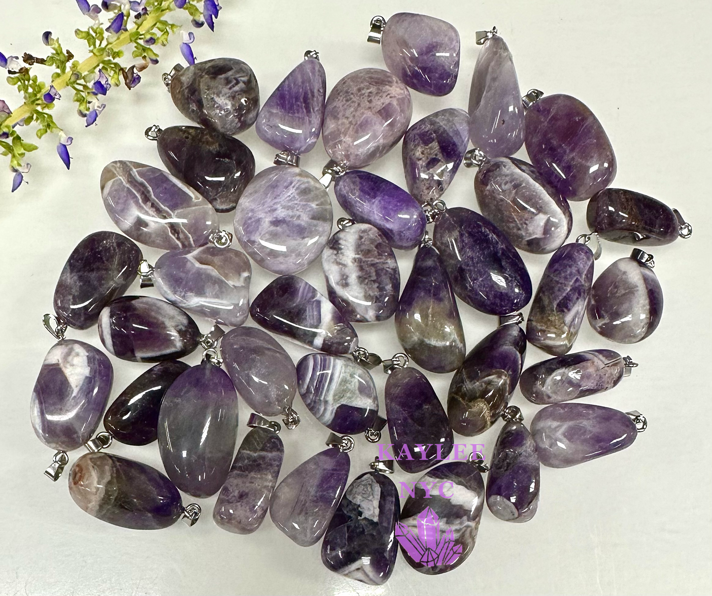 36 PCs Natural Amethyst Crystal Pendant