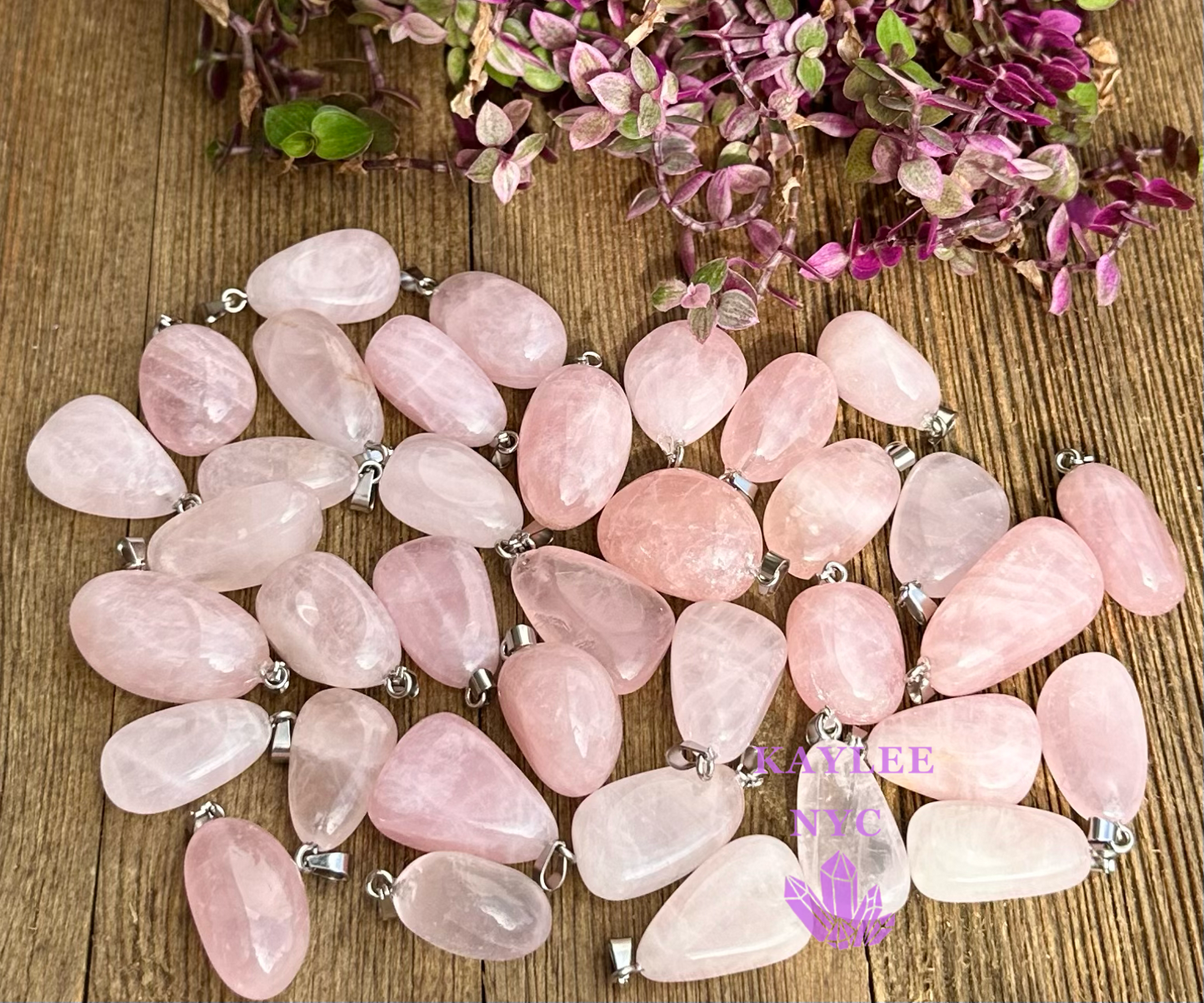 36 PCs Rose Quartz Crystal Pendant