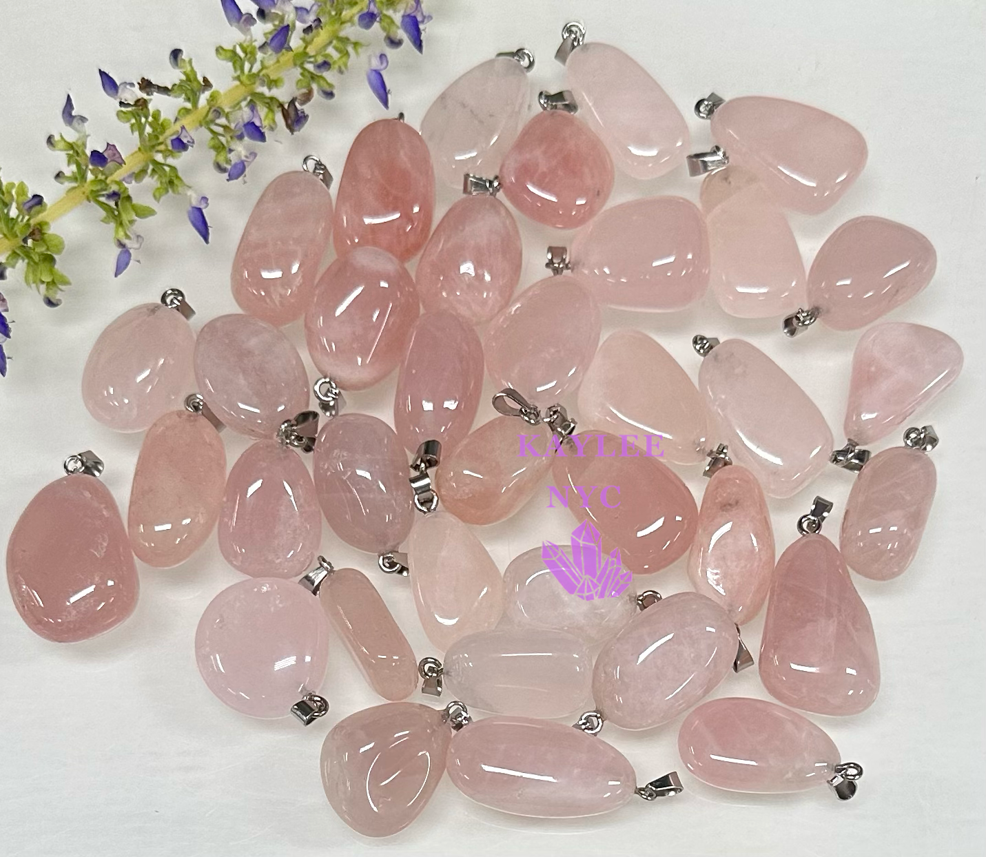 36 PCs Rose Quartz Crystal Pendant