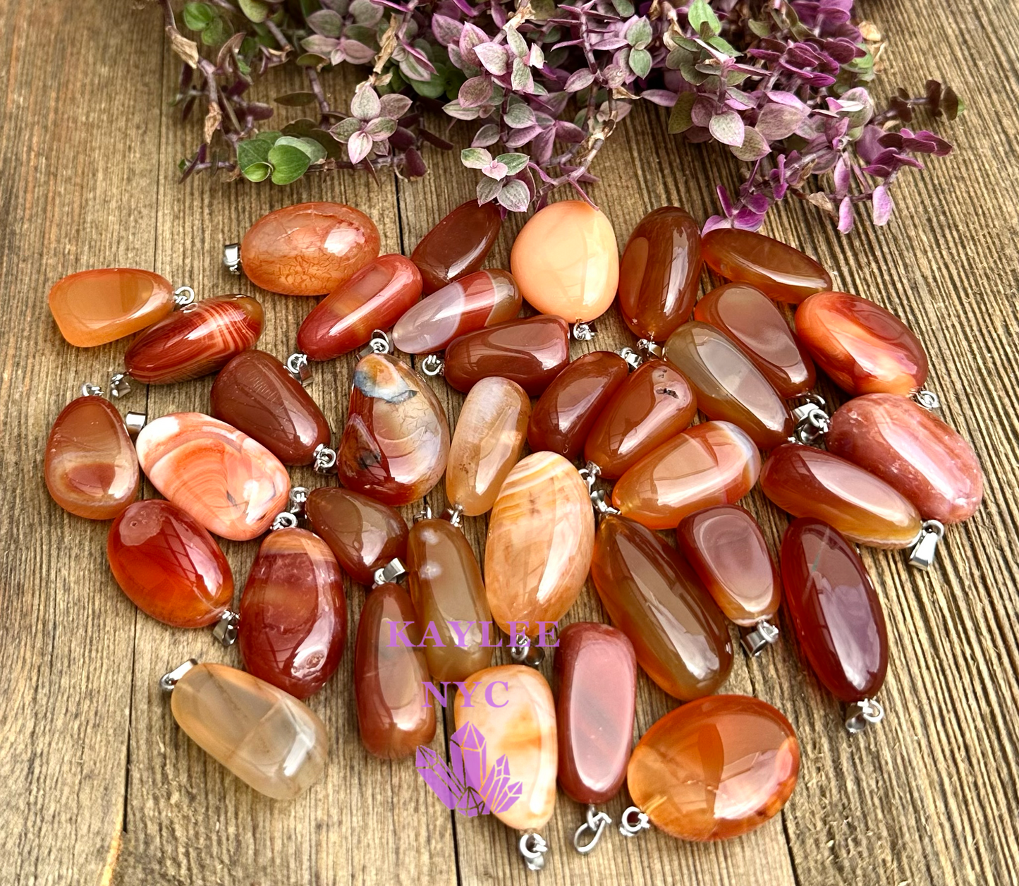 36 PCs Natural Carnelian Crystal Pendant