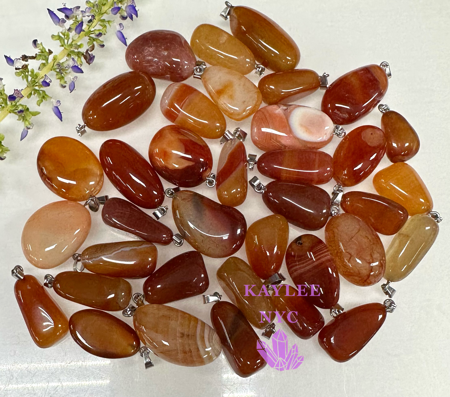 36 PCs Natural Carnelian Crystal Pendant