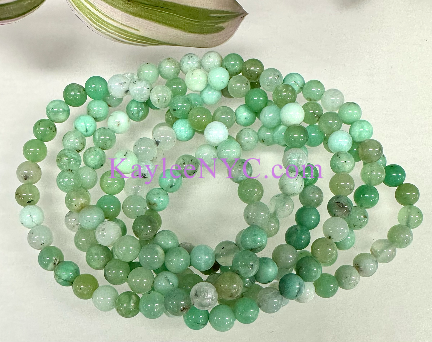 6 PCs 6mm Natural Chrysoprase Stretch Bracelet 7.5”